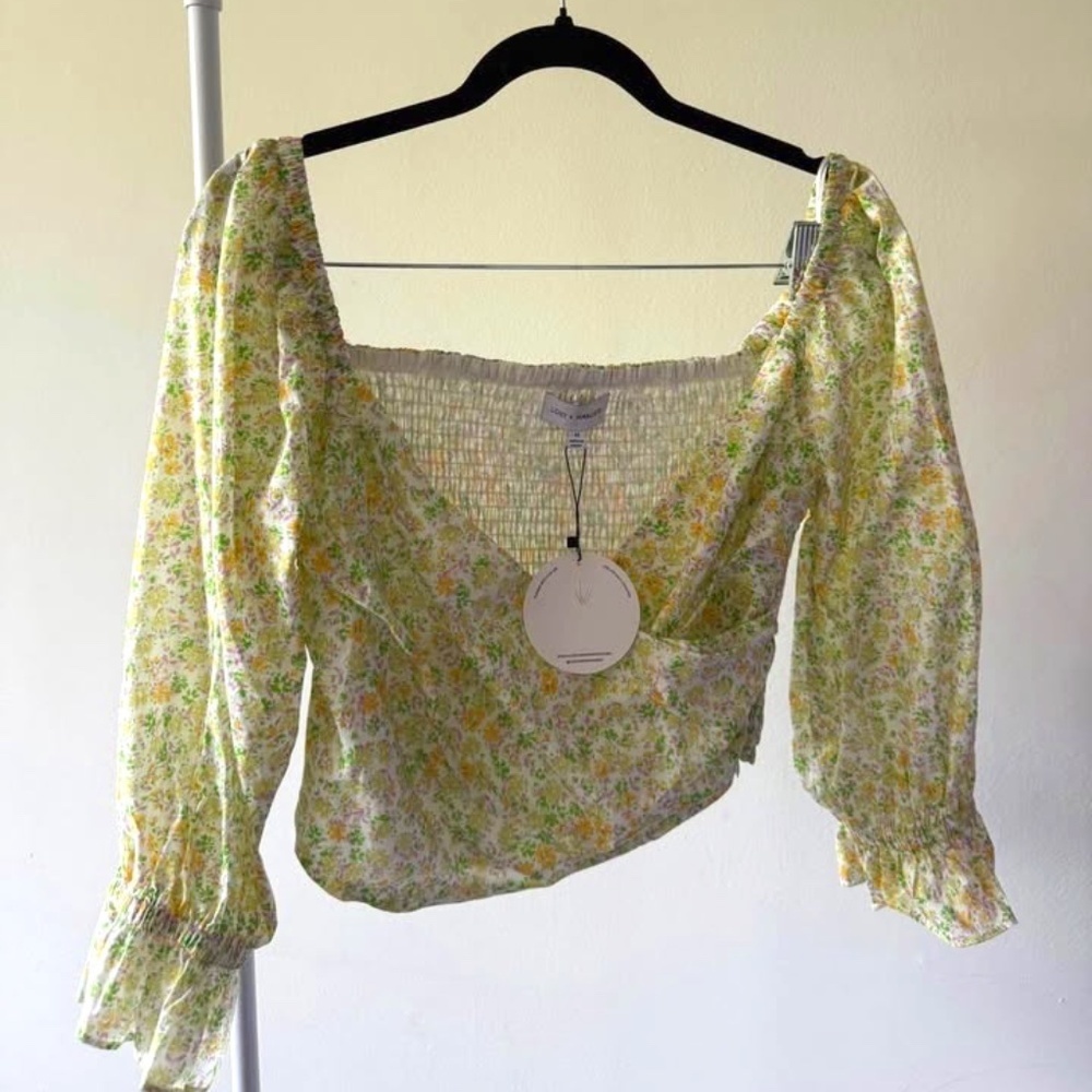 Lost+Wander Cotton square neck Crop Top Floral Print -Size M